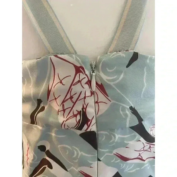 Carolina Herrera Midi Halter Silk Dress 10 Swimming Ladies 1930 Novelty Designer - Picture 7 of 9